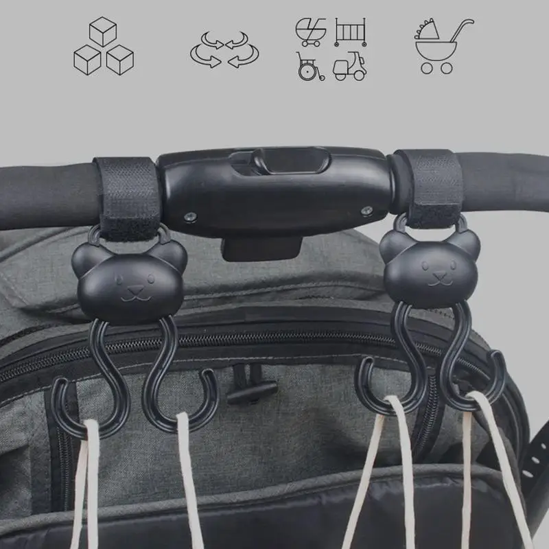 Baby stroller hook Cartoon Bear Double Adjustable Loop Fastener Non-Slip Baby Travel Supplies Outdoor Stroller