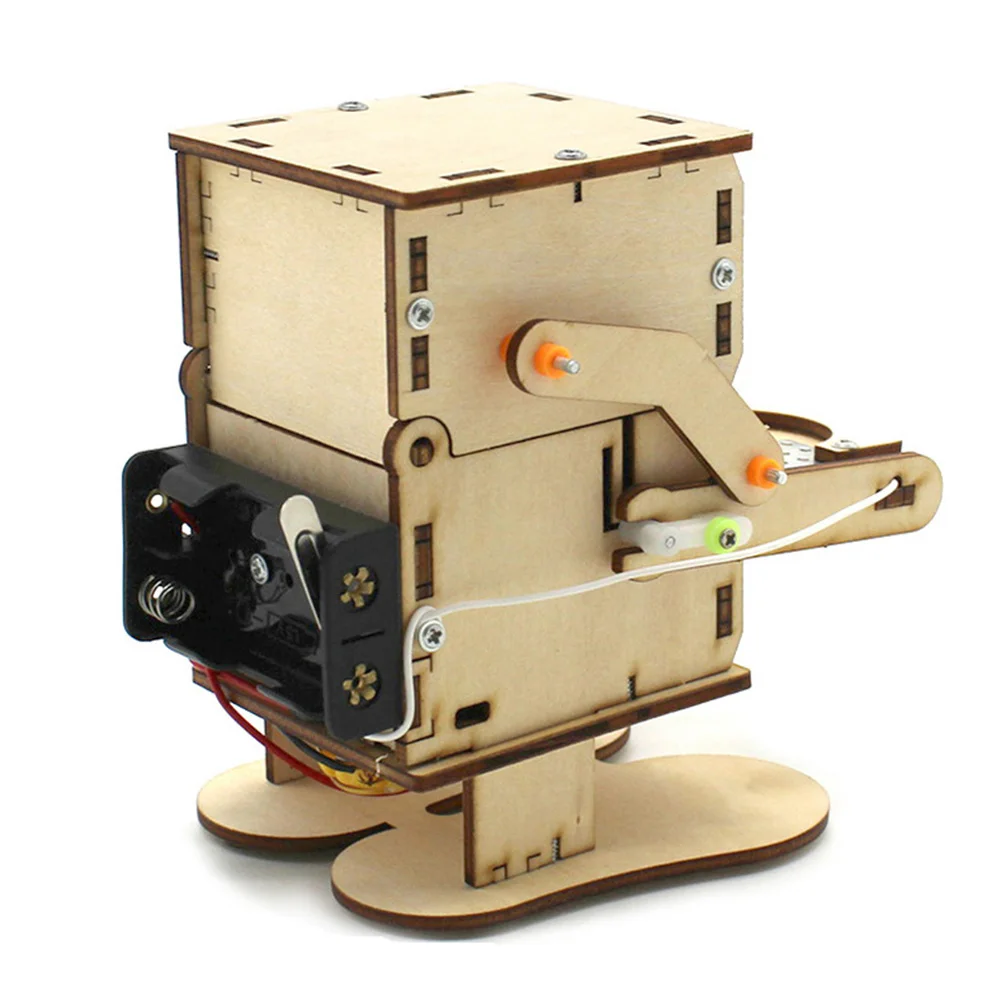 DIY Robot Eating Coin Wood Model Teaching Learning Stem Project Kit for Kid Science Experiment Education Toy Wooden Assemble Kit