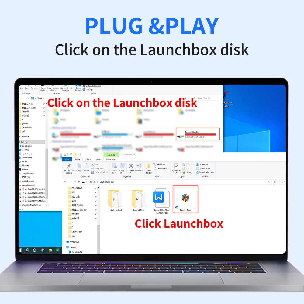 LaunchBox 2T Portable Game Hard Drive for GameCube/PS4/PS3/PS2/WII/PS1/SNES 4000+ AAA/3D/PC Games Hyper Base Lbox Game Console