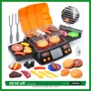 CUTE STONE 2-Layer BBQ Toy Set, Kids Grill with Food, Smoke Sound & Light, Camping BBQ Gift 1