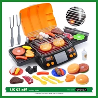 CUTE STONE 2-Layer BBQ Toy Set, Kids Grill with Food, Smoke Sound & Light, Camping BBQ Gift 1