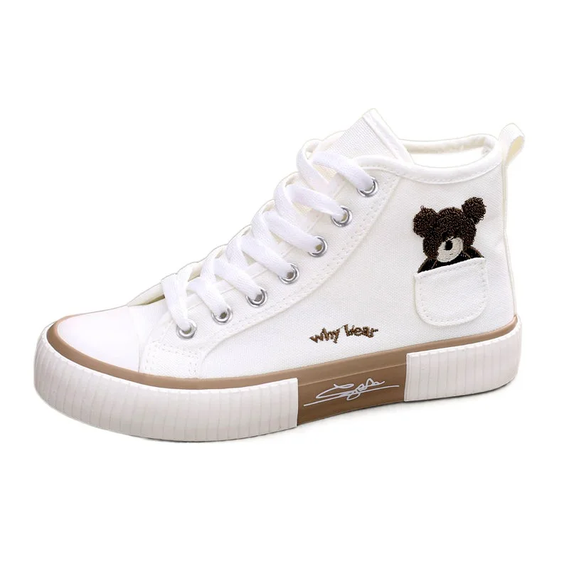 Bear High-top Shoes Canvas Shoes All-match Sneakers Spring