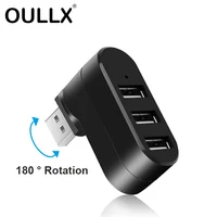 OULLX USB 2.0 HUB 180 ° Rotation Adapter Extender Mini Splitter Box 1 to 3 Ports High Speed USB 2.0 For PC Computer Laptop 1