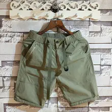 

Men's Fashionable Cropped Shorts Korean Style Loose Fashionable Elastic Waist Pants Straight Casual Fashion Brand Overalls Youth