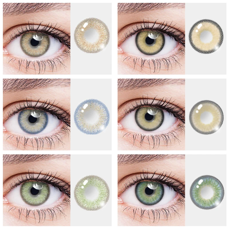 OVOLOOK Natural With Degree Myopia Color Contact Lenses For Eyes Beauty Each Year Light Blue Brown Green Small Lens Student Cute