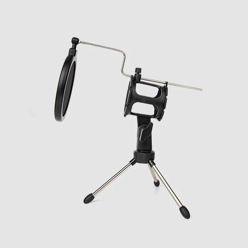 Adjustable Microphone Stand Desktop Tripod for Computer Video Recording with Mic Windscreen Filter Cover microphone stand