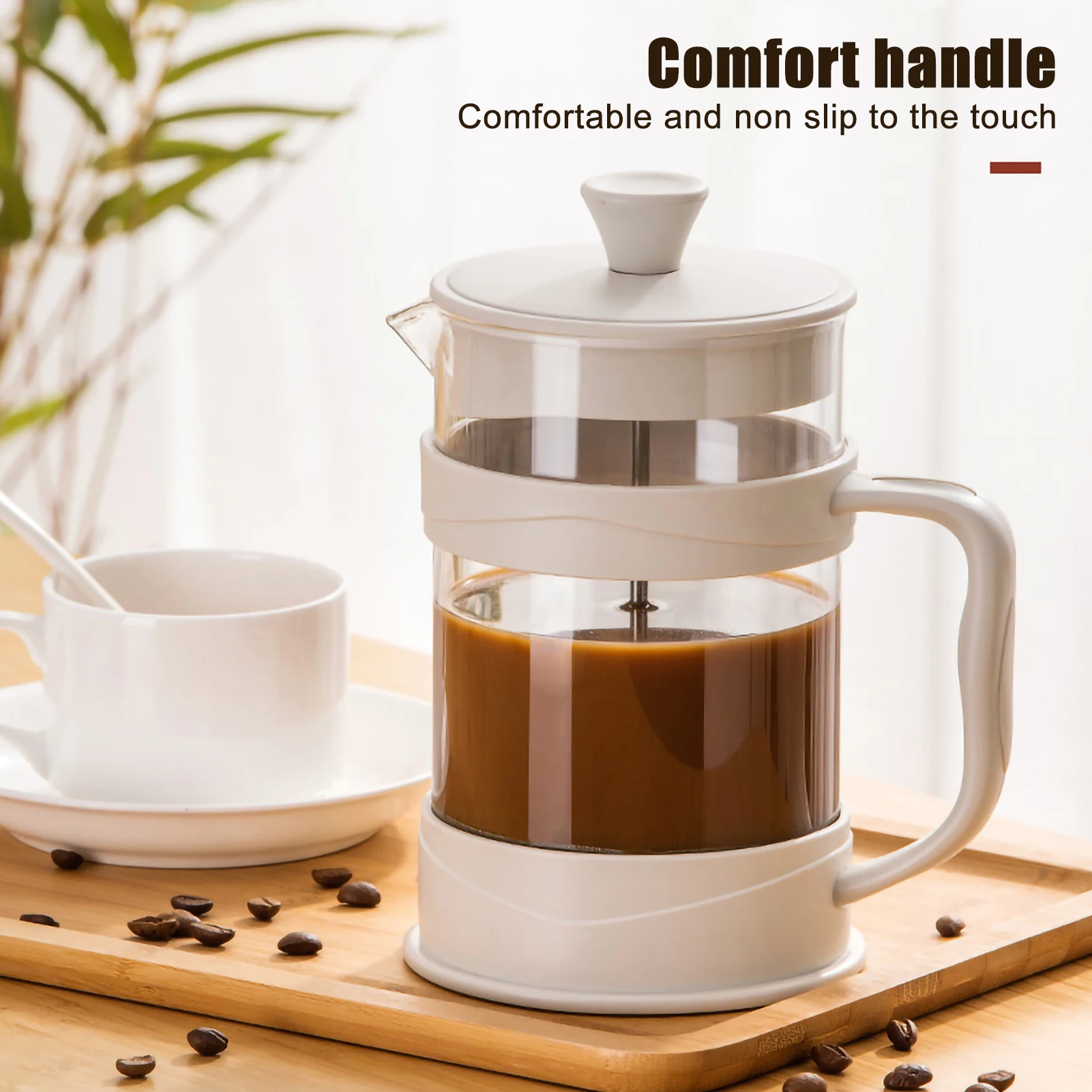 Multifunctiona French Press Coffee Maker Camping Mini Tea Press of Stainless Steel Filter and Heat Resistant Glass Coffee Maker