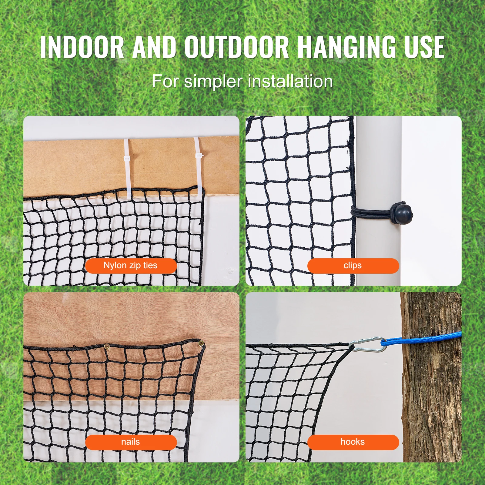 VEVOR 10x15ft Golf Net Golf Practice Net, Indoor Hitting Net for Golf Baseball Hockey Soccer, Heavy Duty Nylon DIY Ball Net 6