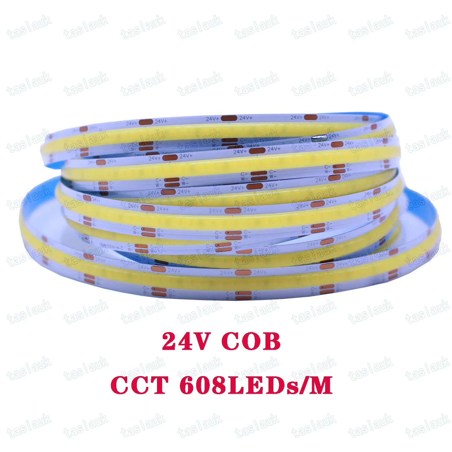 Фото Светодиодная лента FCOB CCT 5 м, 10 м, 624 светодиодов, 24 В постоянного тока, гибкая светодиодная лента COB 10 мм leuchten RA90 608 K 2700K, линейная диммируемая №4