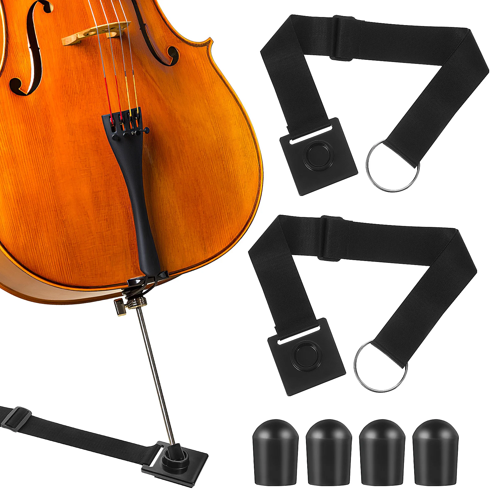 

6Pcs Anti-skid Cello Endpin Anchor Adjustable Strap with Rubber End Pin Protector Musical Instrument Accessories
