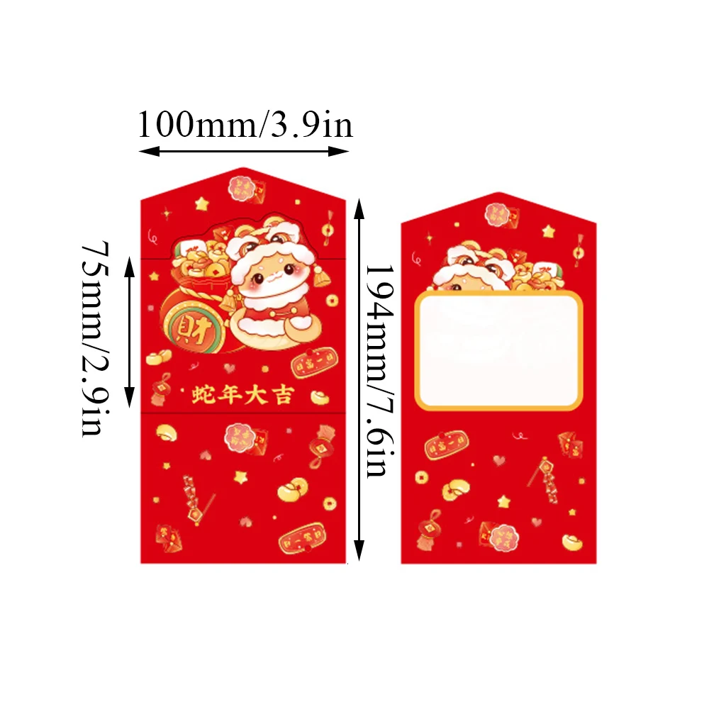 Cute Cartoon Snake Greeting Cards 10Pcs 3D New Year's Three Folding Greeting Card Envelope Gift Spring Festival Supplies