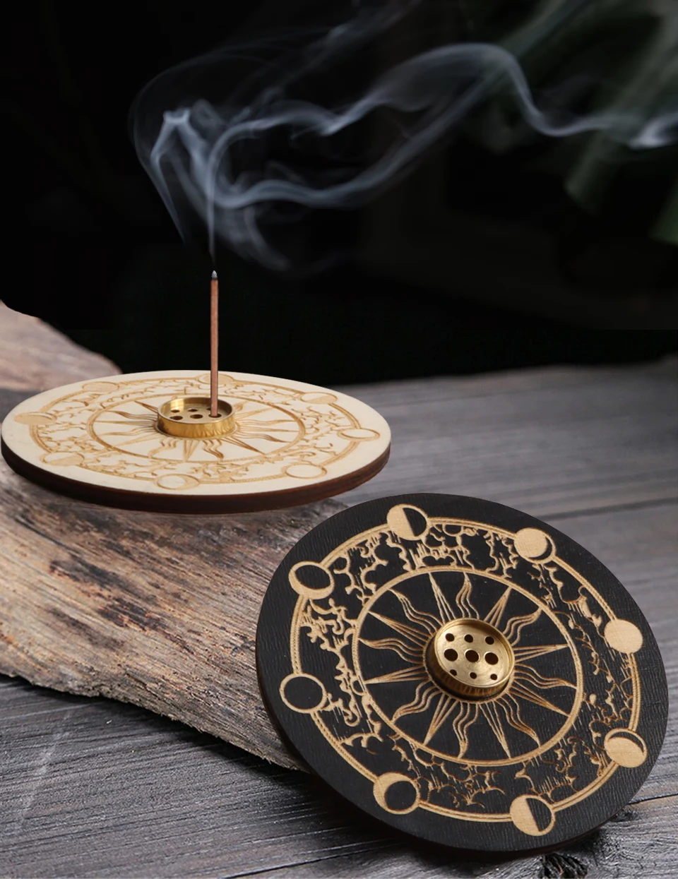 Bruciatore Per Incenso In Legno Artigianale – Ideale Per Meditazione, Yoga E Relax, Porta Bastoncini Decorativo
