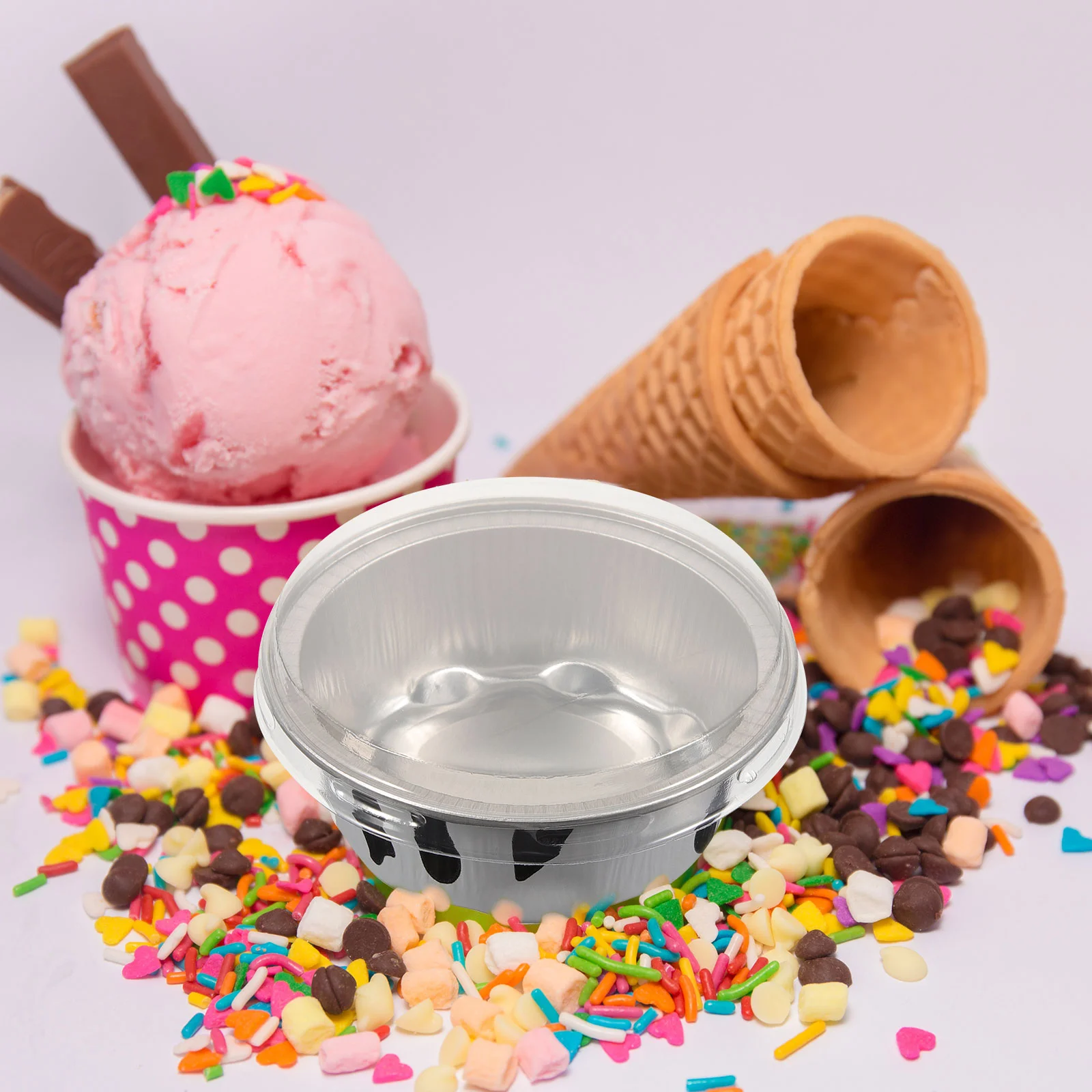 50 Pcs Dairy Cow Cake Cups Aluminum Containers With Lids Egg Tart Molds Cupcake Baking Molds Non Stick Muffin Cups Pudding