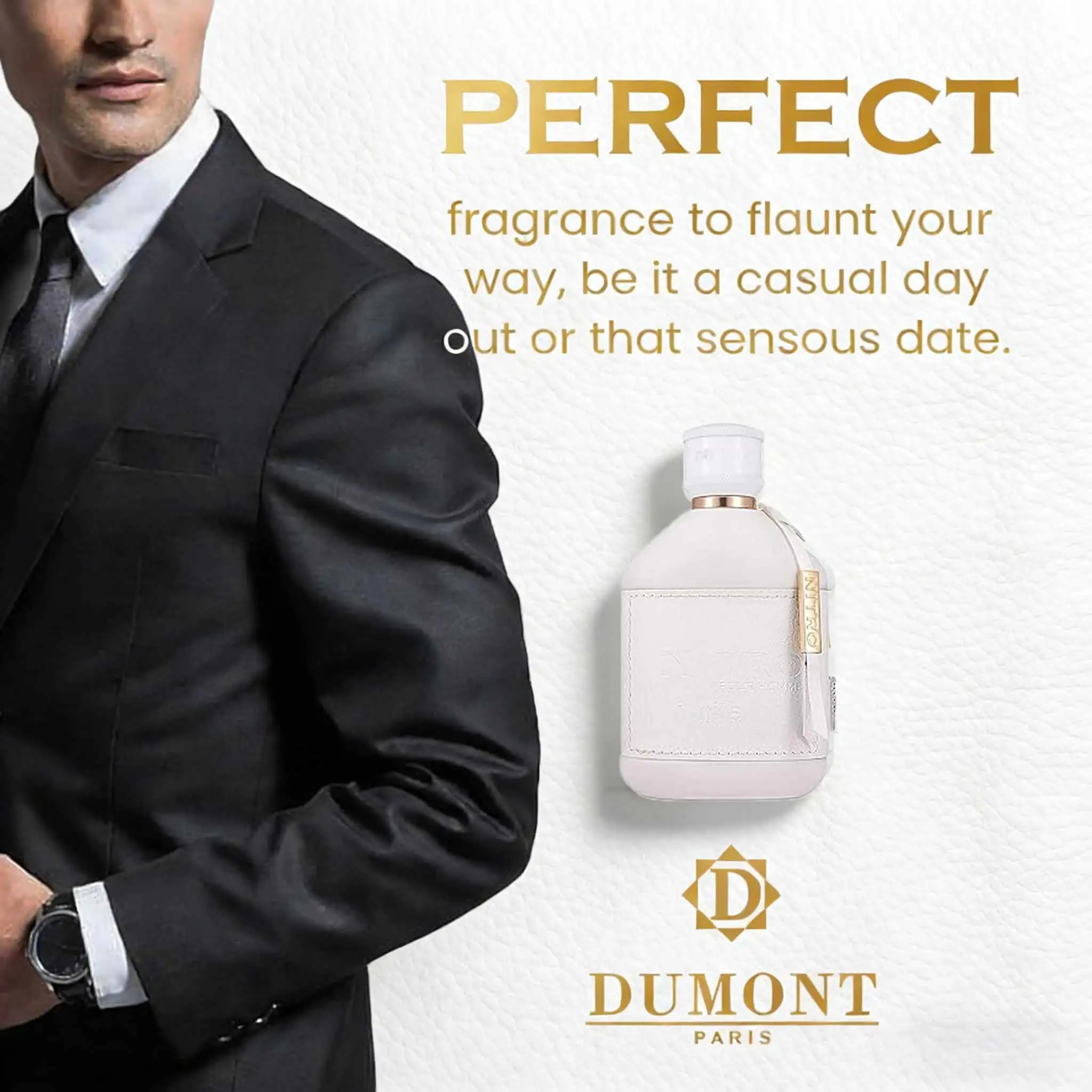 Nitro White men's perfume, 3.4oz 100ml, wood oriental flavor, bergamot, blackcurrant, pepper and jasmine, musk and vanilla finish, suitable for men who pursue personality and taste, with a lasting fragrance. 4