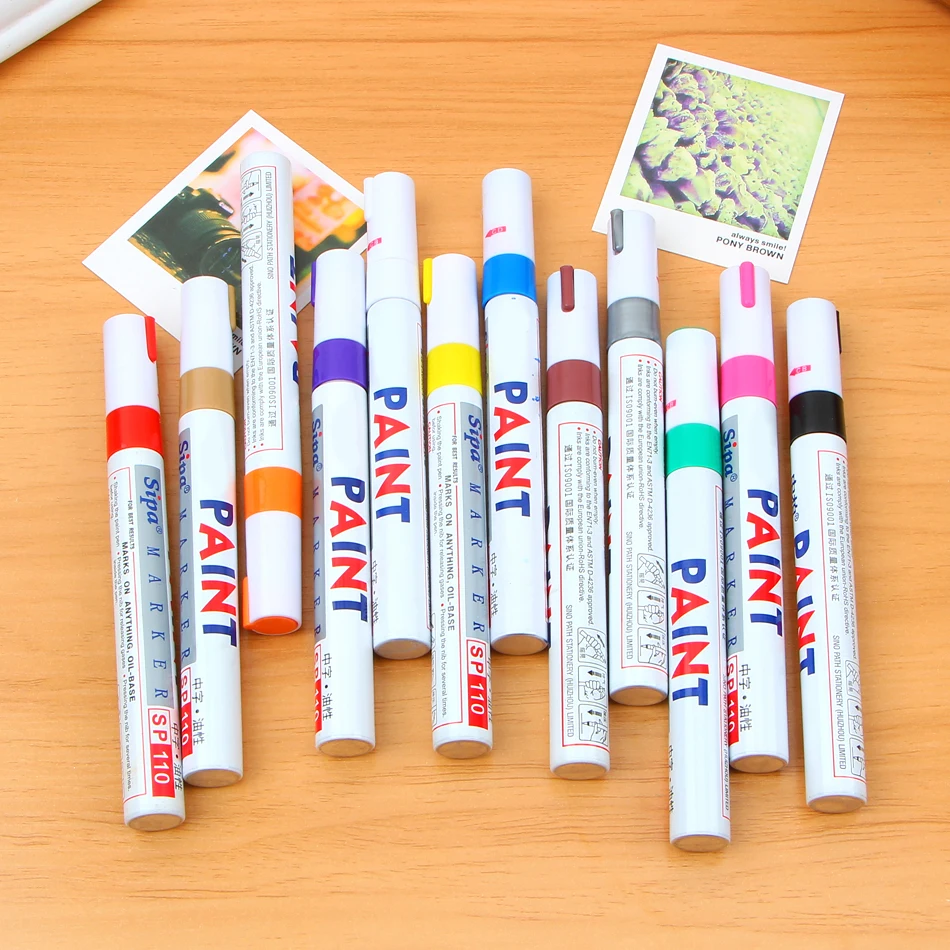 1 Pcs 12 Colors Waterproof Car Tyre Tire Tread Rubber Metal Permanent Paint Marker Pen Stationary Painting Supplies 50 sheets memo pad ink wash scenery painting bookmarks notepaper page flags pinup picture school supplies office stationary