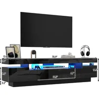 70IN White TV Stand for 75/80 inch TV,Modern LED TV Stand for Living Room,High Gloss Entertainment Center with Storag Customized 2