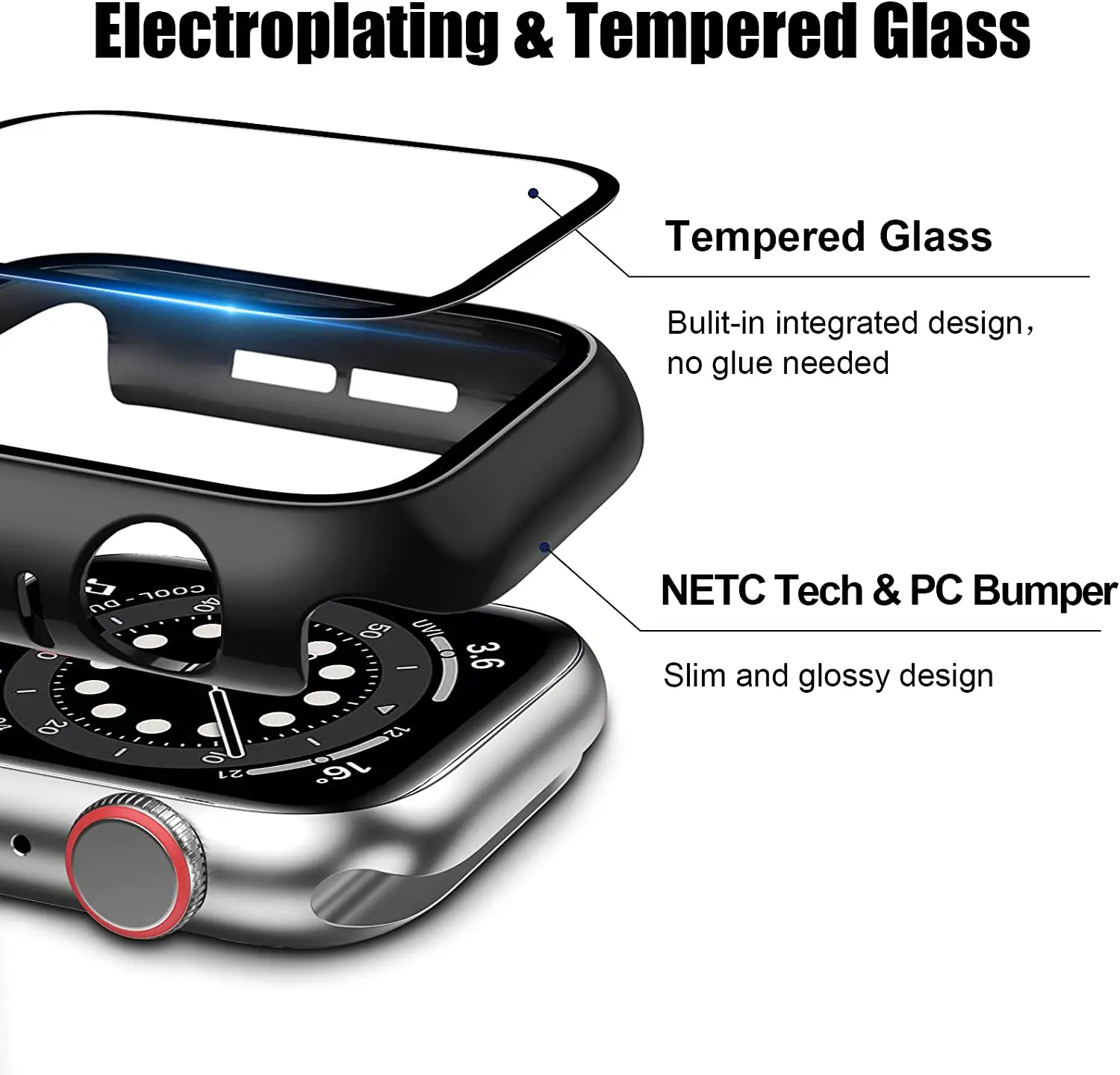 Premium Tempered Glass Case & Screen Protector for Apple Watch - Full Protection Accessories