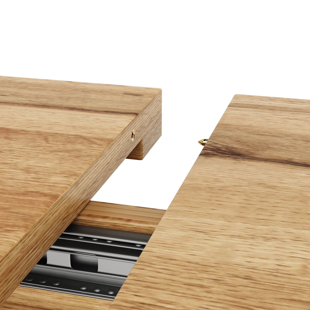 120–160 x 75 x 75,5 cm ausziehbarer Esstisch, Küchentisch, ausziehbar bis 160 cm, für Küche und Wohnzimmer, Holzplanke – Detail 16