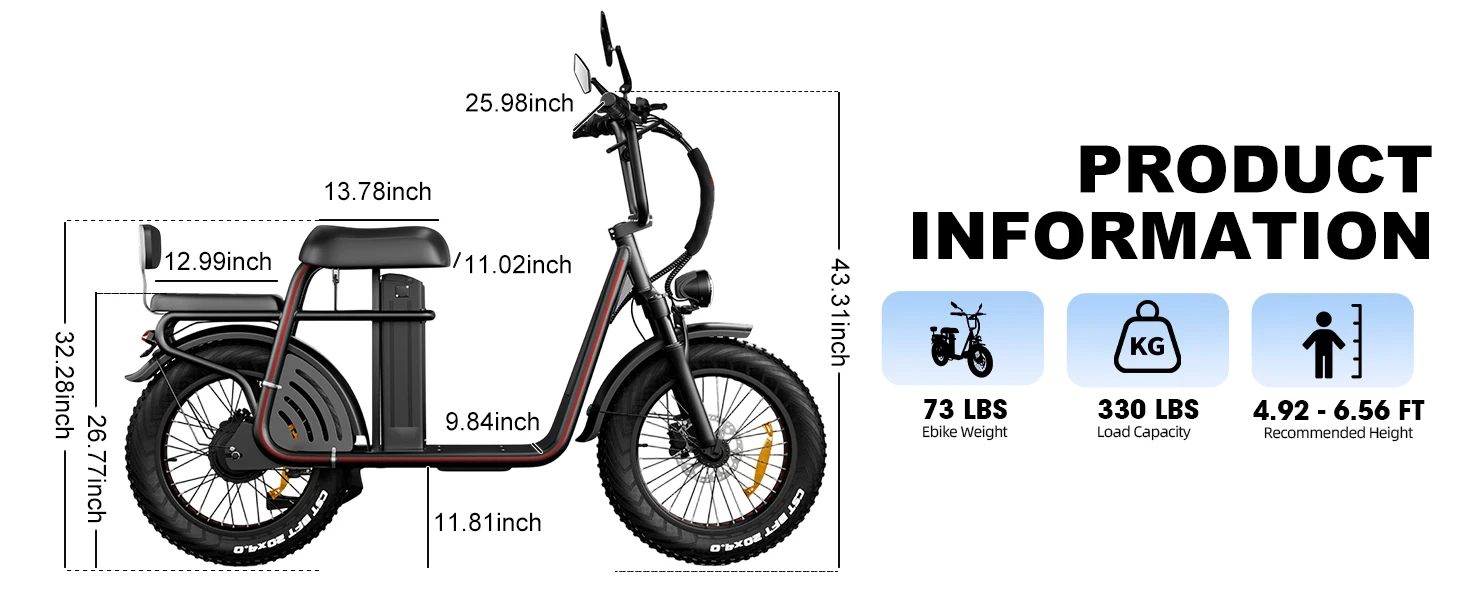 Drvetion ET20 Erwachsenen-Elektrofahrrad mit Hydraulischer Bremse, 1000W 48V 20Ah, 20*4,0 Zoll Fatbike-Reifen, Eltern-Kind-E-Bike für Reisen – Detail 8