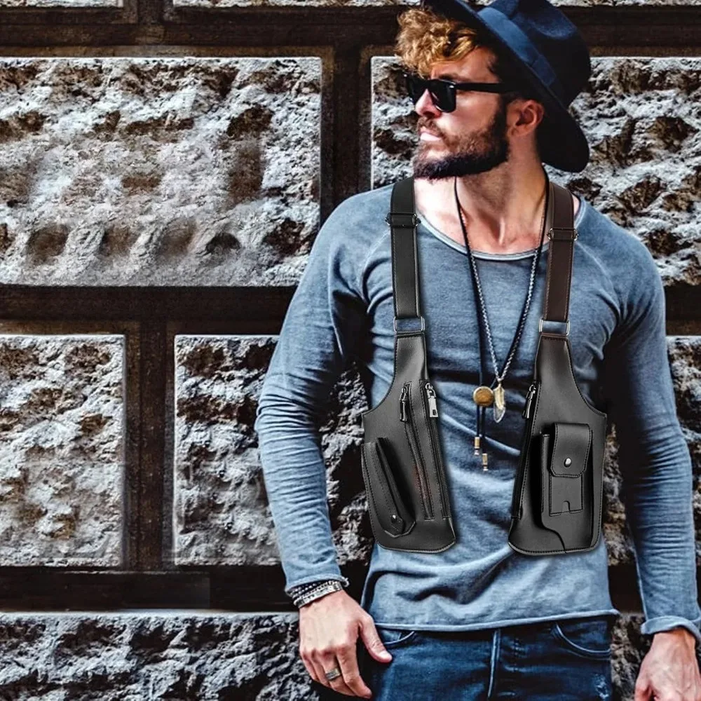 Men's Anti-Theft Underarm Leather Bag with Hidden Adjustable Strap