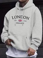 Stylish London England Flag Print Hoodie - Fashion Hoodies for Men with Long Sleeve Comfortable Regular Fit 1