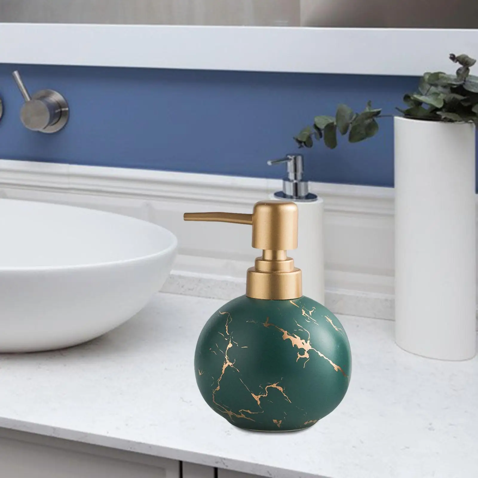 Ceramic Soap Dispenser Holds 300ml Shower Shampoo Refillable Lotion Dispenser