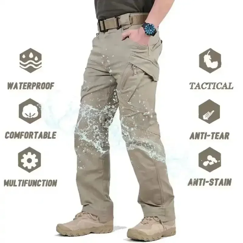 

Men's Outdoor Military Casual Tactical Pants Breath Waterproof Cargo Pant Army Retícula Camping Fishing Lightweight Trousers