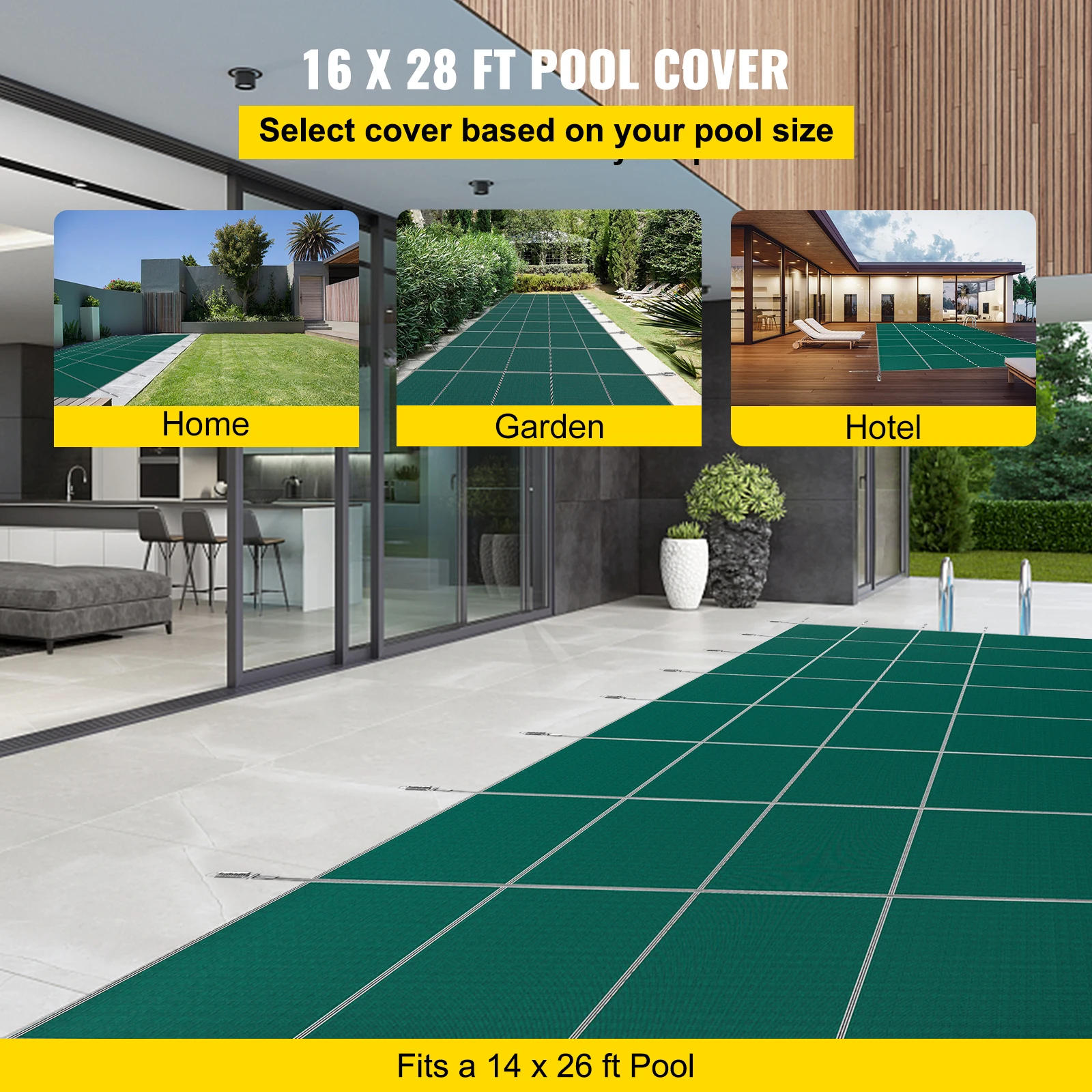 Durable Green Mesh Pool Safety Cover for Winter
