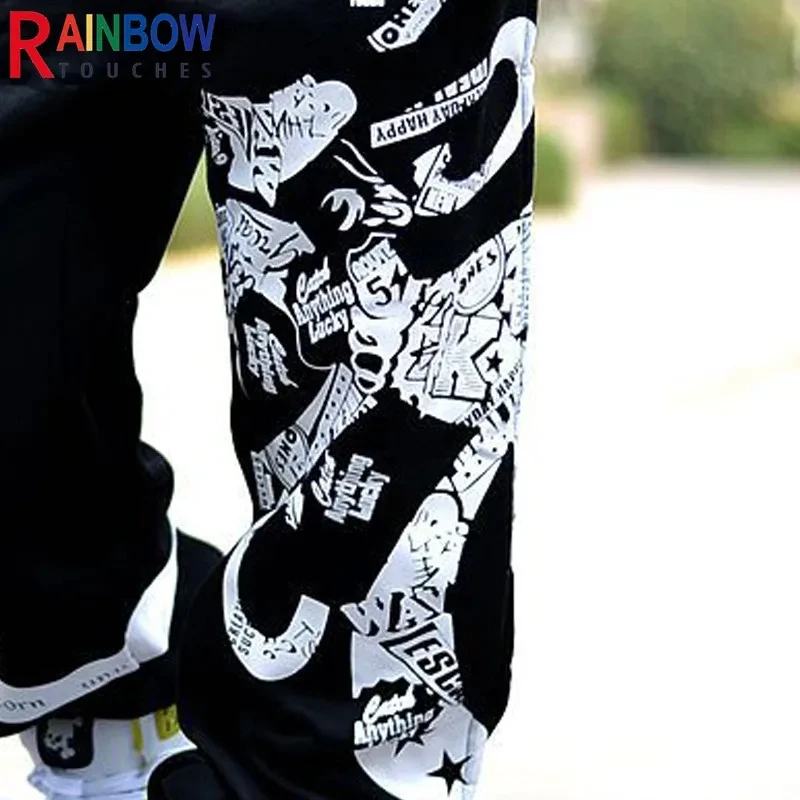 Sweatpants Men Board Sports Trousers Street Dance Wide Legs Pants Loose Rap Hip Hop Britches Print Baggy Track Bottoms Plus Size
