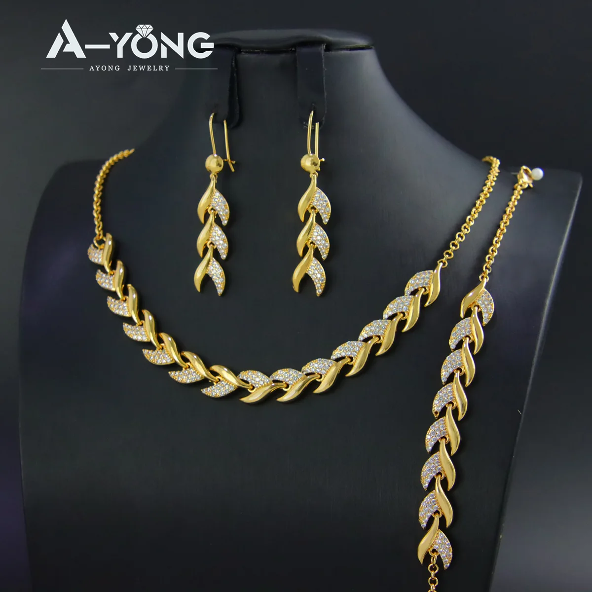 

AYONG Dubai Tassel Zirconia Necklace Set 21k Gold Plated Luxury Vintage Wedding Jewelry Choker Women Elegant Bridal Party Gifts