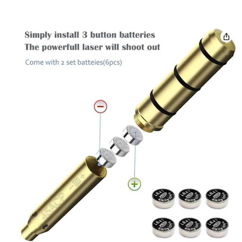 Laser Sight Red Dot Laser Sight Laser Bore Sight Red Green Laser Boresighter For .22LR/9mm/.38spl/.308/45ACP Cal,End Barrel Laser Bore Sight, Barrel Sight More Easy To Fit