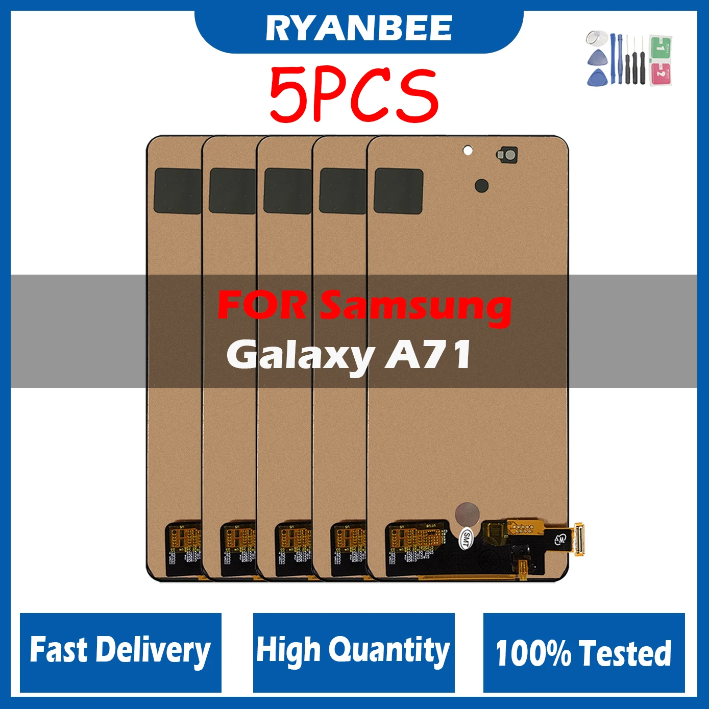 5 Pz/Lotto Display Super Amoled Con Cornice Per Samsung Galaxy A71 A715 A715F Display Lcd Touch Screen Digitizer Assembly Panels