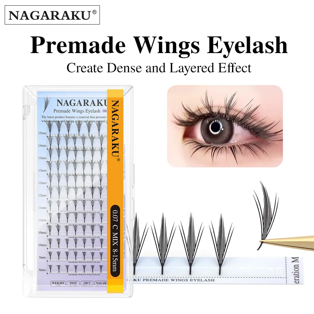 Eyelash Extensions NAGARAKU Premade Spire Fairy Wings Eyelash Anime Effect Soft Plume Fluttering Eyelash Extensions Comic