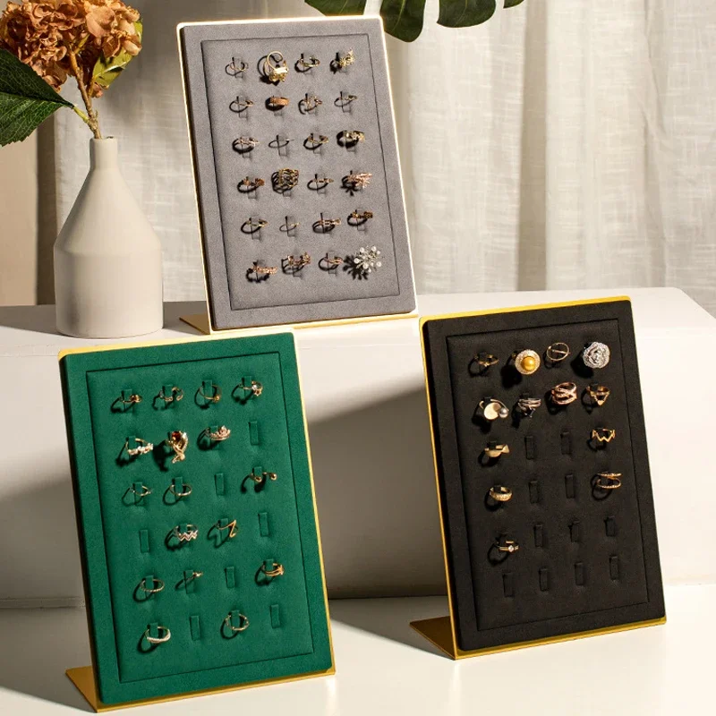 Metal Flannel L-Shaped Necklace Ring Earrings Jewelry Rack Mall Counter Square Earrings Display Rack