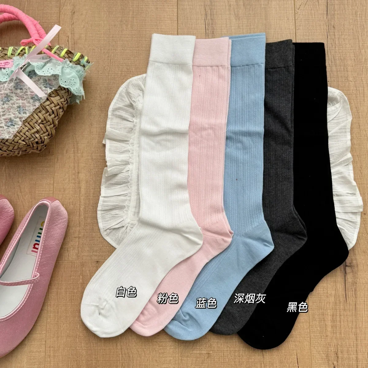 Koreanische Feste Vielseitige Pile Socken JK Stil frauen Atmungsaktive Ohne Knochen Kalb Socken Sommer Dünne Beiläufige Lange Röhre Socken – Detail 1