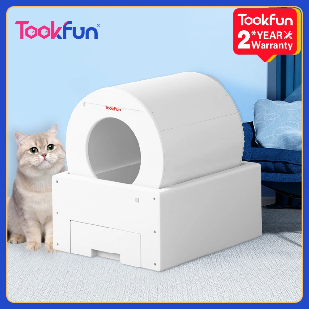 

Tookfun Automatic Cat Litter Box 60L Cat Toilet Self Cleaning Electric Cat Poop Machine Smart Low Noise Anti-Stick Pad