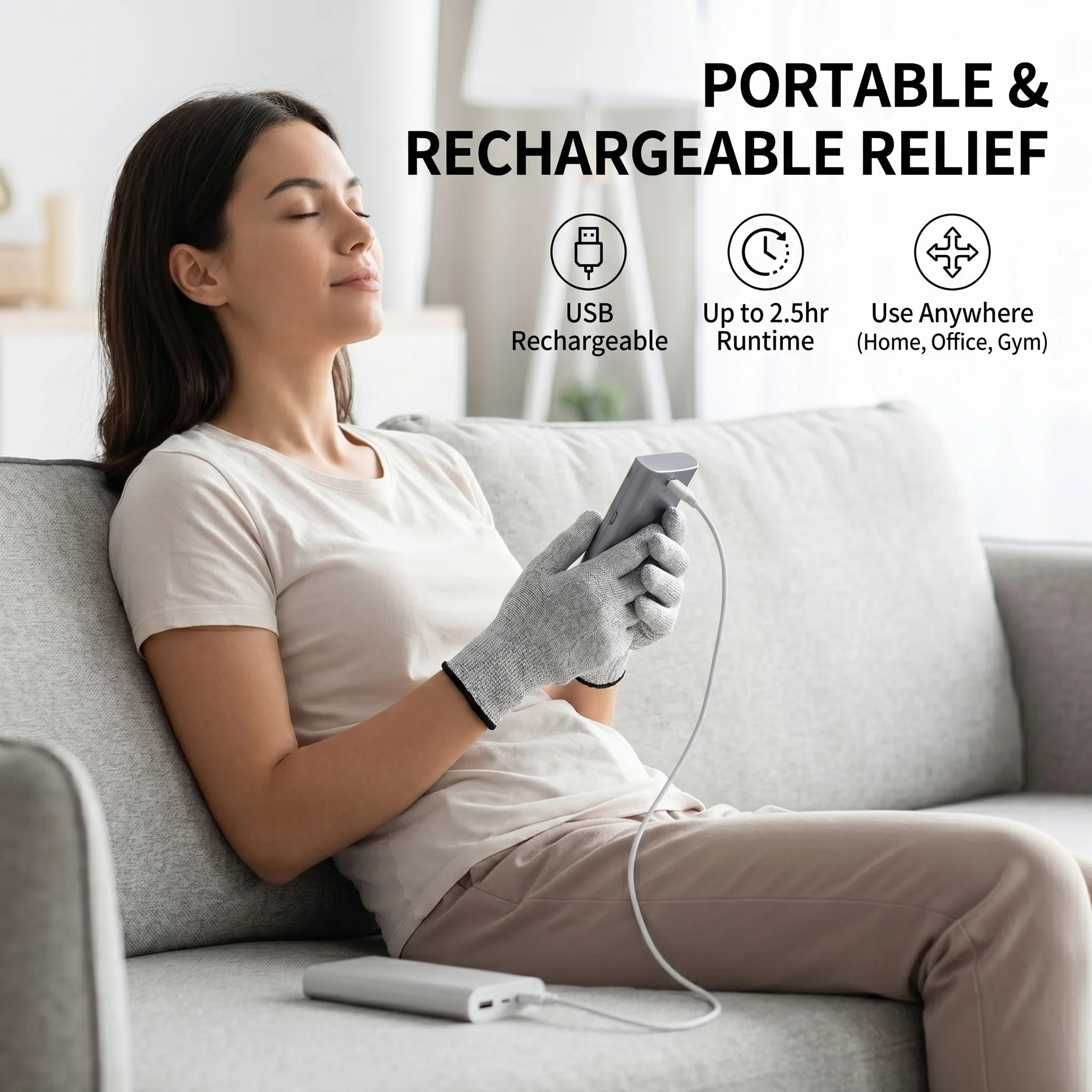Guanti Massaggianti TENS EMS, Stimolatore Muscolare, Dispositivo per Fisioterapia Manuale, Sollievo dal Dolore, 4 Modalità, 9 Livelli, Kit Portatile per Cura della Bellezza e Spa - immagine 5