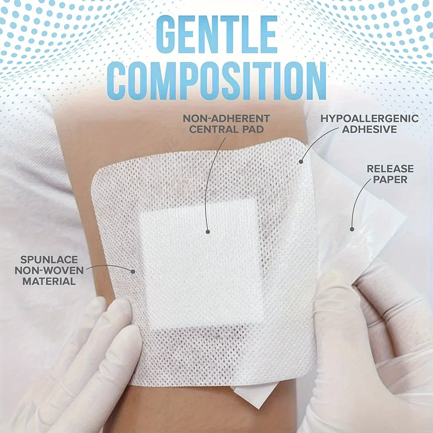 50pcs Wound Dressing Stickers, Breathable Edge Gauze Pads, Self-Adhesive Wound Dressings, Breathable and Anti-Seepage