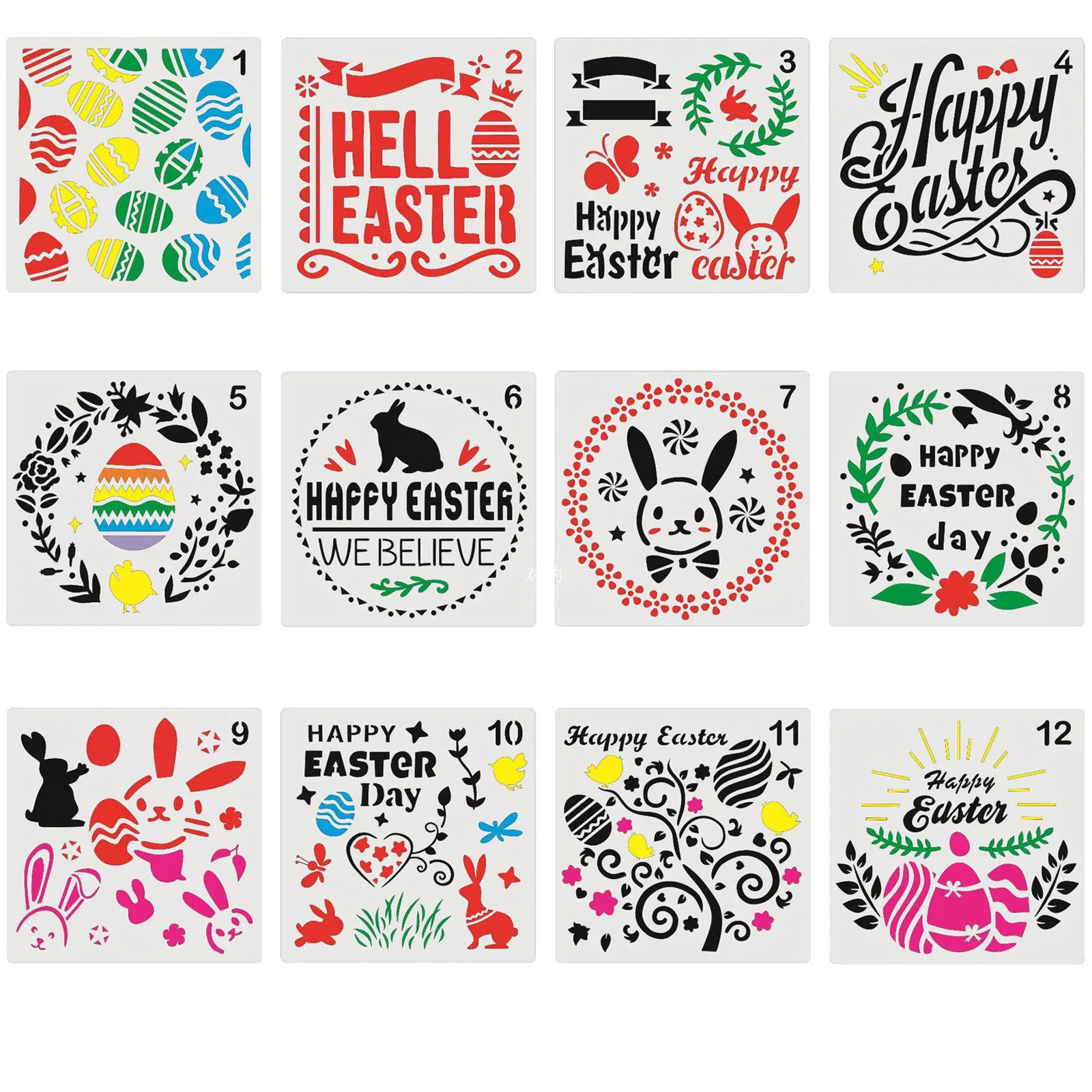 Easter 12Pcs Painting Hollow Drawing Stencils Stationery Organizer Shelf Stationery Pens Set Paper And Envelopes Set