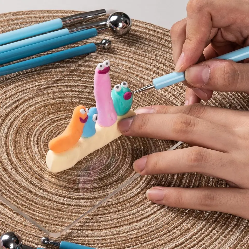 9 Strumenti Per Scolpire L'Argilla In Silicone, Set Di Penne A Sfera E A Doppia Estremità, Per Ceramica, Modellismo E Fai Da Te - 2