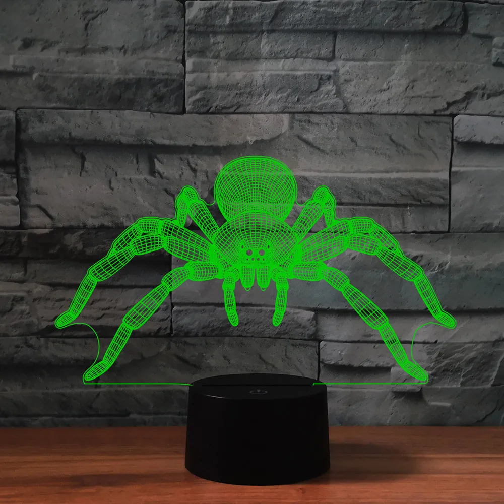 Spider 3D Lamp Led Night Light for Kids Bedroom Decoration 7 Color Changing Table Desk Nightlight Birthday Christmas Gifts