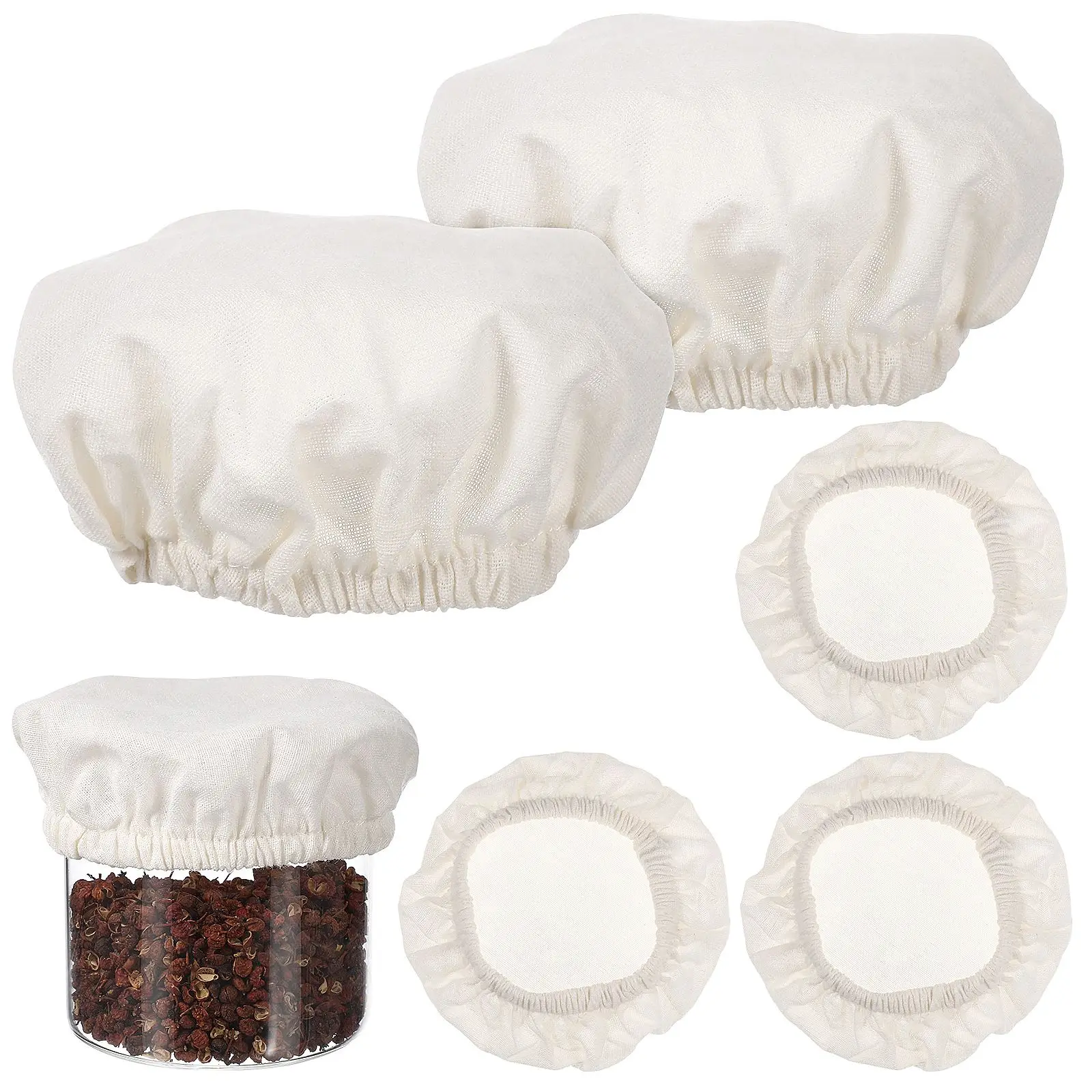 Yeast Fermentation Tank Cloth Cover Sourdough Starter Jar Fabric Lid Stretchy Fermenting Jar Covers Food Bowl Covers 5Pcs