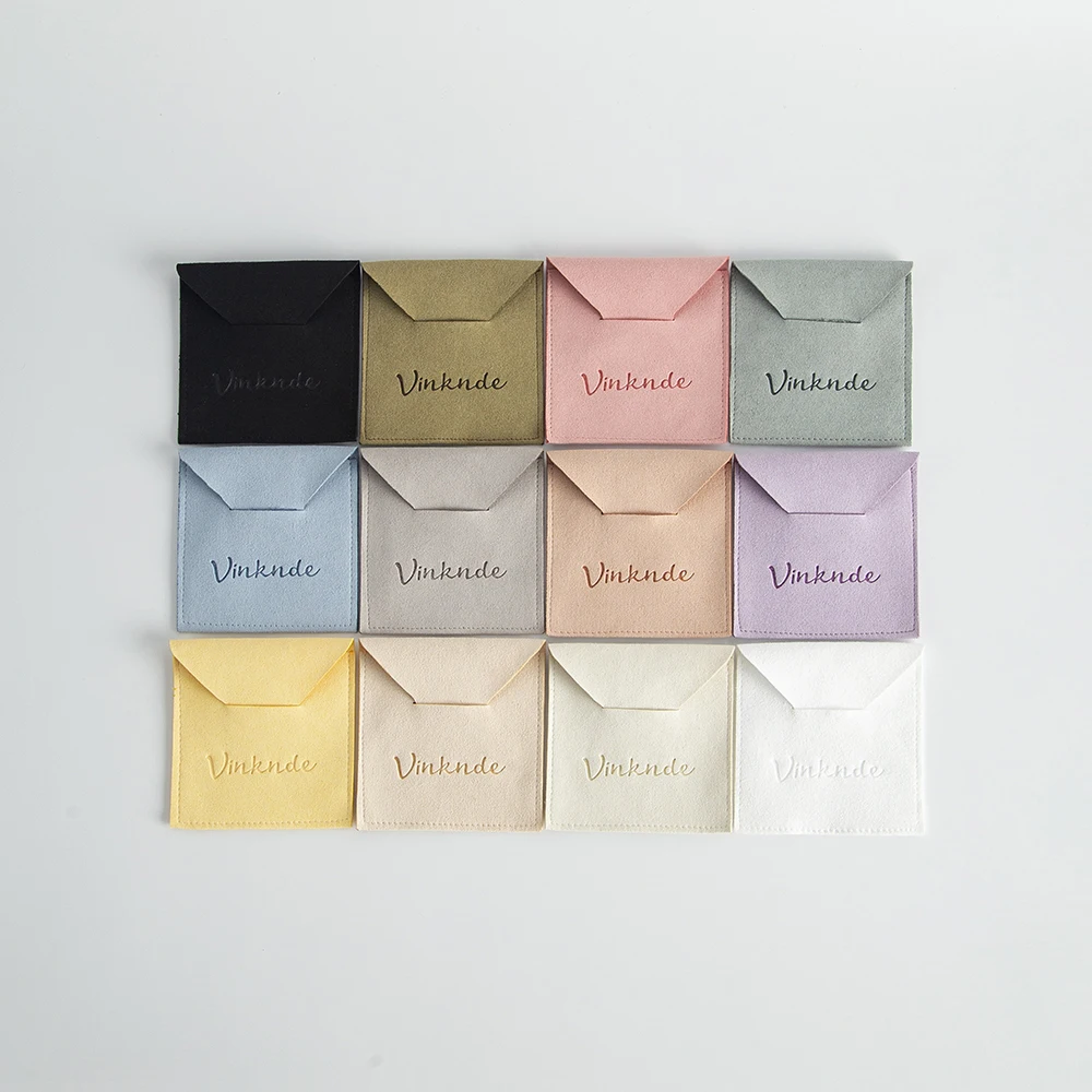 100Pcs/Lot Microfiber Jewelry Bag Envelope Velvet Pouch for Necklace Ring Earring Wedding Gift USB Disk Organizer Can Print Logo
