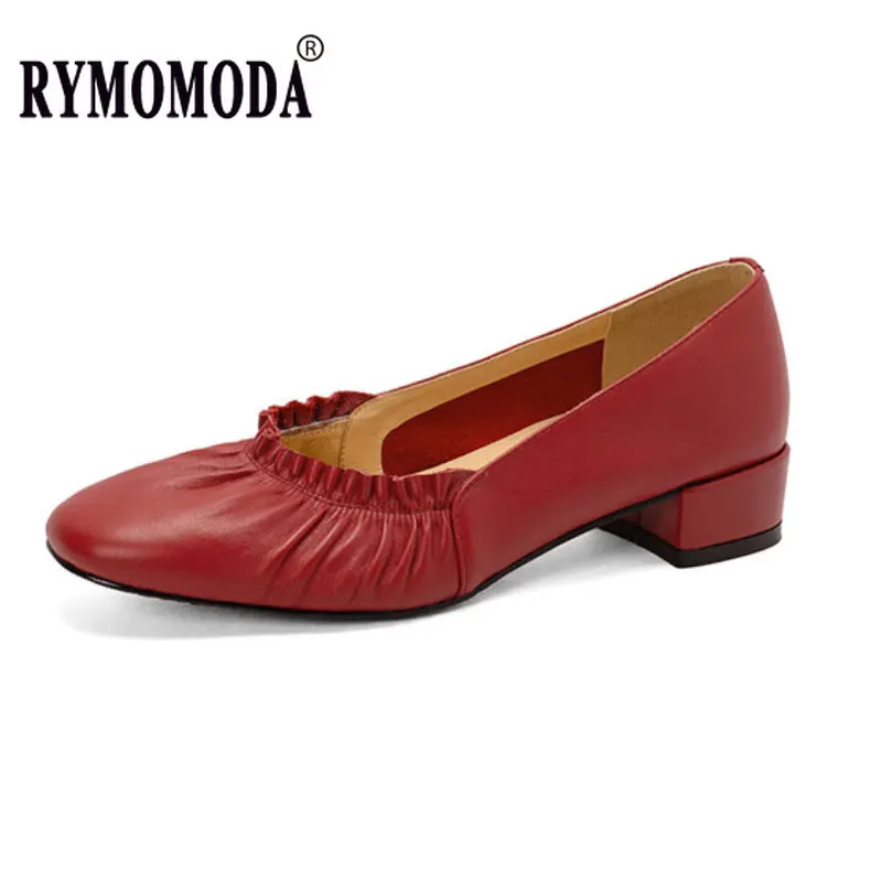 

Women Pumps 2023 New Fashion Spring Autumn Genuine Cow Leather Low Heel Handmade Quality Comfortable Light Soft Office Shoes