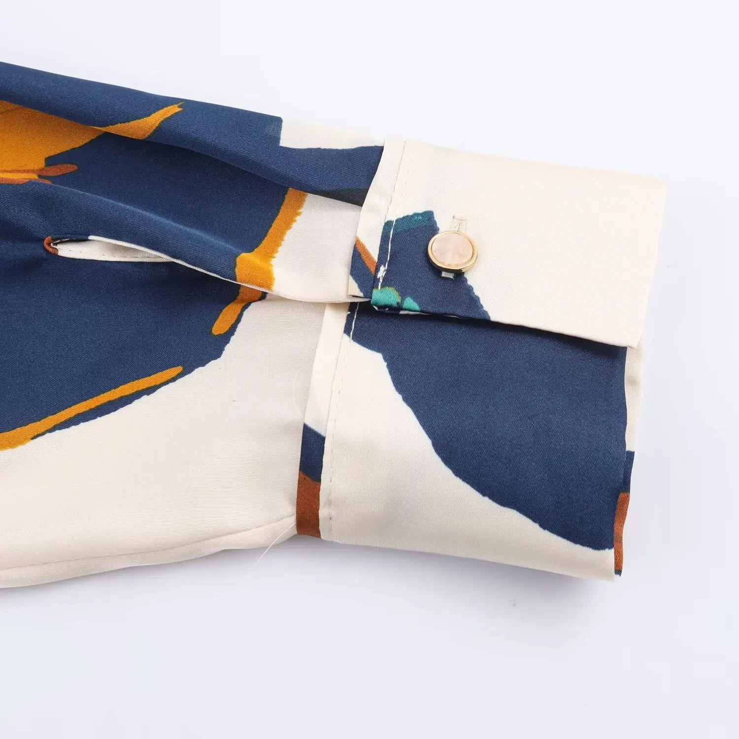 Women's Fashion Elegant Silk Texture Shirt Top Female Autumn Flower Printed Shirts Long Sleeve Shirt Casual Women'S Blouses Tops