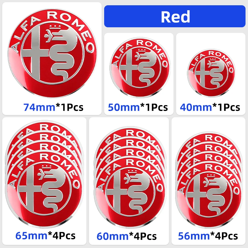 Sleek Universal Car Emblem Set - Hood, Trunk, Steering Wheel & Wheel Center Caps (Various Sizes)