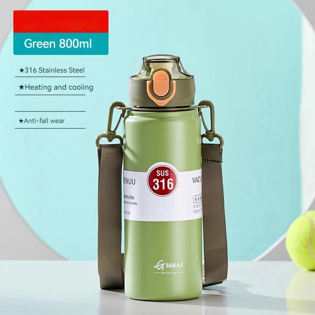 GIANXI 1000ml Spring Cap Large Capacity Vacuum Cup 316 Stainless Steel Coffee Cup Portable Outdoor Sports Water Bottle