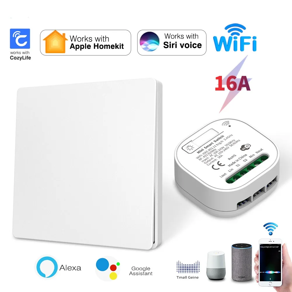 Interruptor de Voz sem Fio Siri Interruptor Micro Botão Suporte Cozylife e my Home