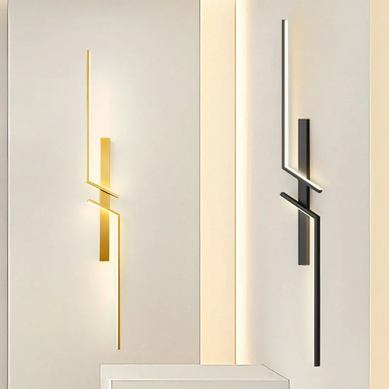 

Indoor LED Wall Lights for TV Background Living Room Black Gold Interior LED Wall Lamps Wall Sconce Decor for Bedroom Corridor