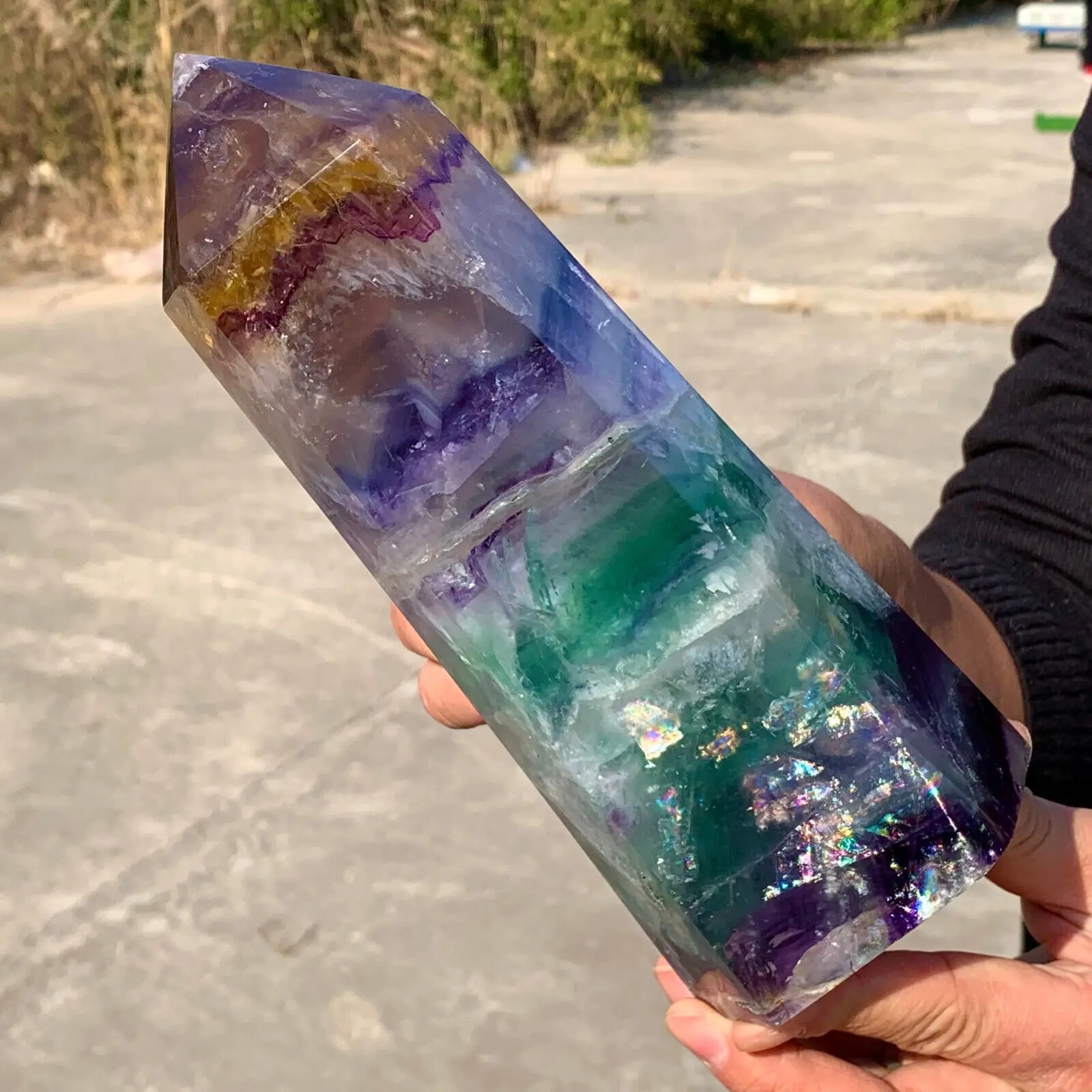 Natural Large Colored Fluorite Crystal Point Natural Crystal Wand Healing 6